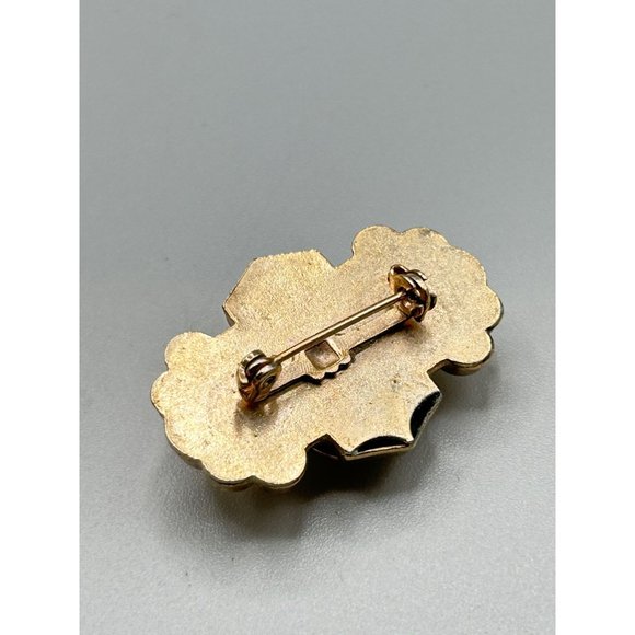 Vintage Genuine Carved Shell Cameo Pin Brooch Victorian Revival Gold Tone Ornate - Picture 5 of 6